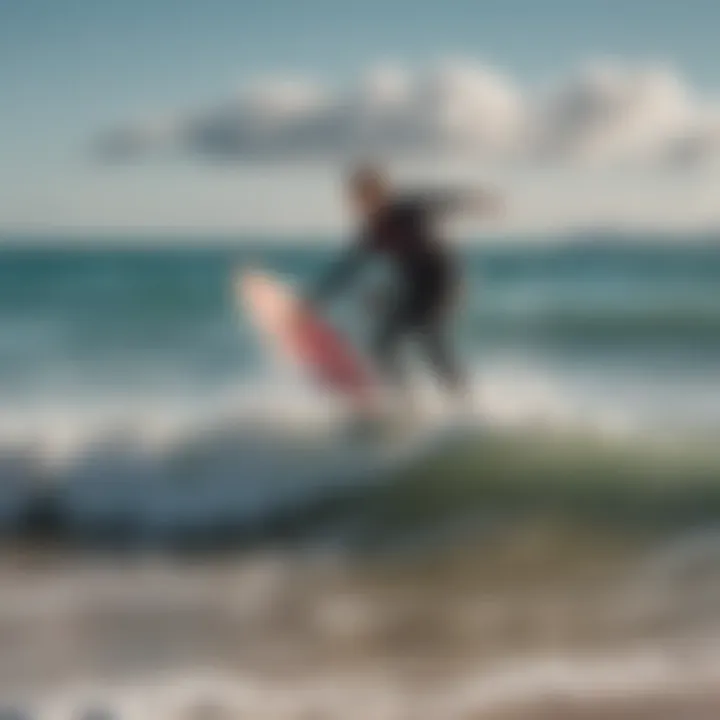 A serene view of the ocean with a skimmer in action