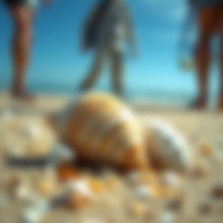 Nature's Treasures A close-up of seashells on the sandy shore