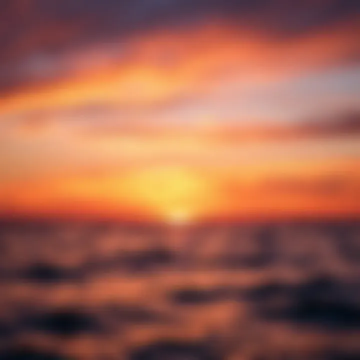 Sunset Over Tranquil Waters A vibrant sunset casting warm hues over the ocean