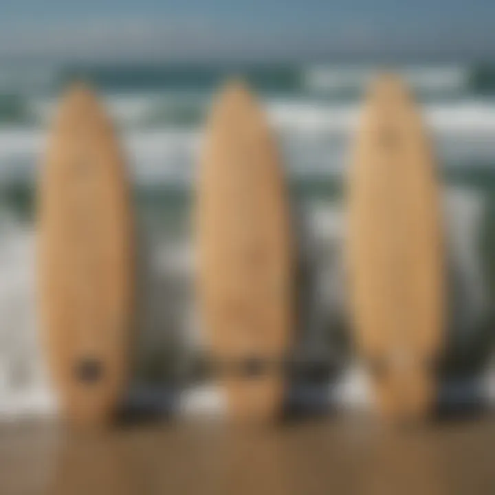 An array of various skimboard models displayed for comparison