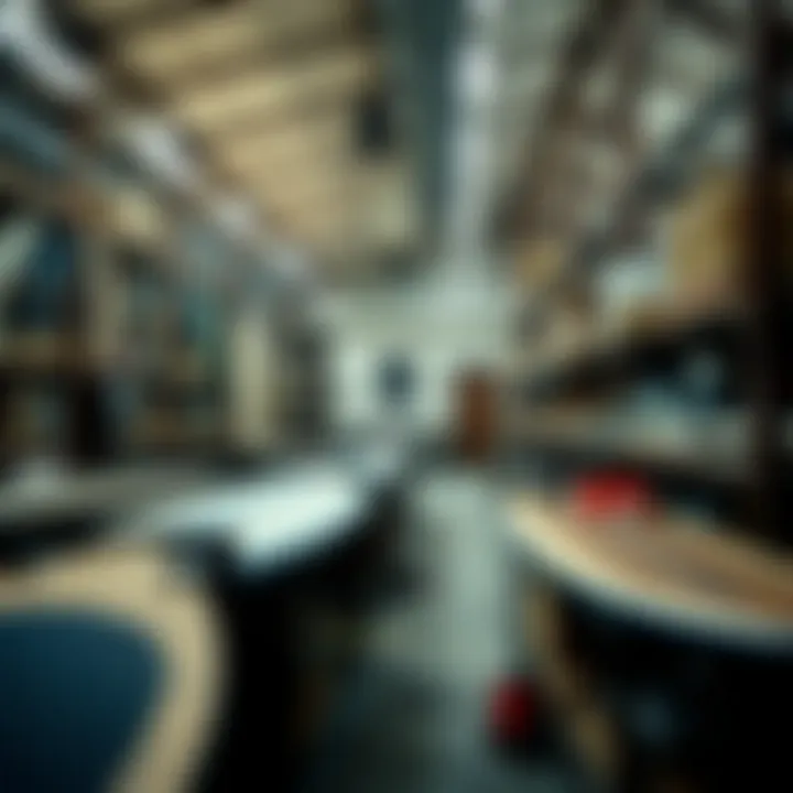 An overview of a factory where boards are being manufactured.