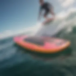 Foam short board showcasing its sleek design and vibrant colors