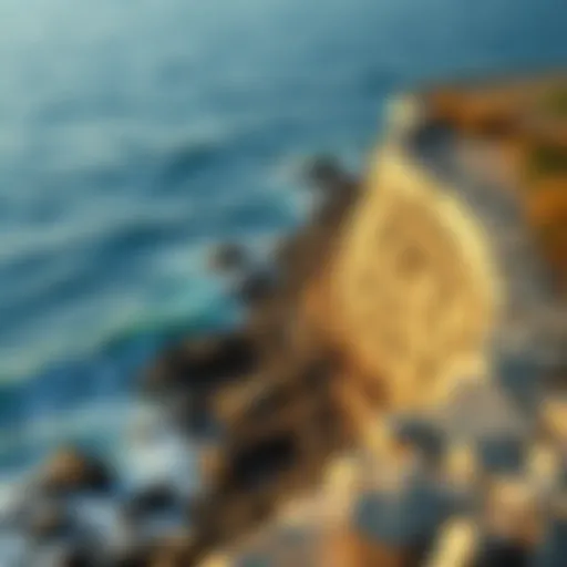 Intricate Sea Wall Design An intricate design of a sea wall along a coastline