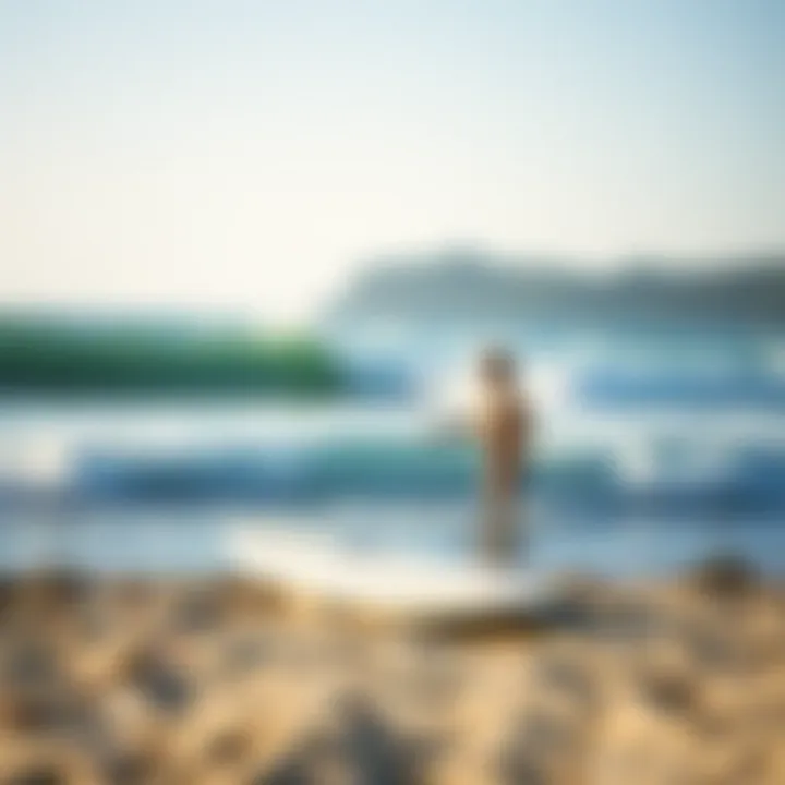 Promoting Sustainable Surfing Practices A serene beach scene promoting sustainability in surfing