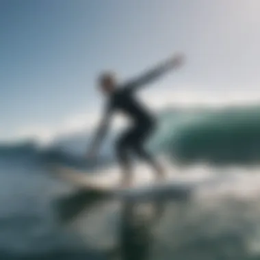 Surfer performing a maneuver on a shortboard in the ocean