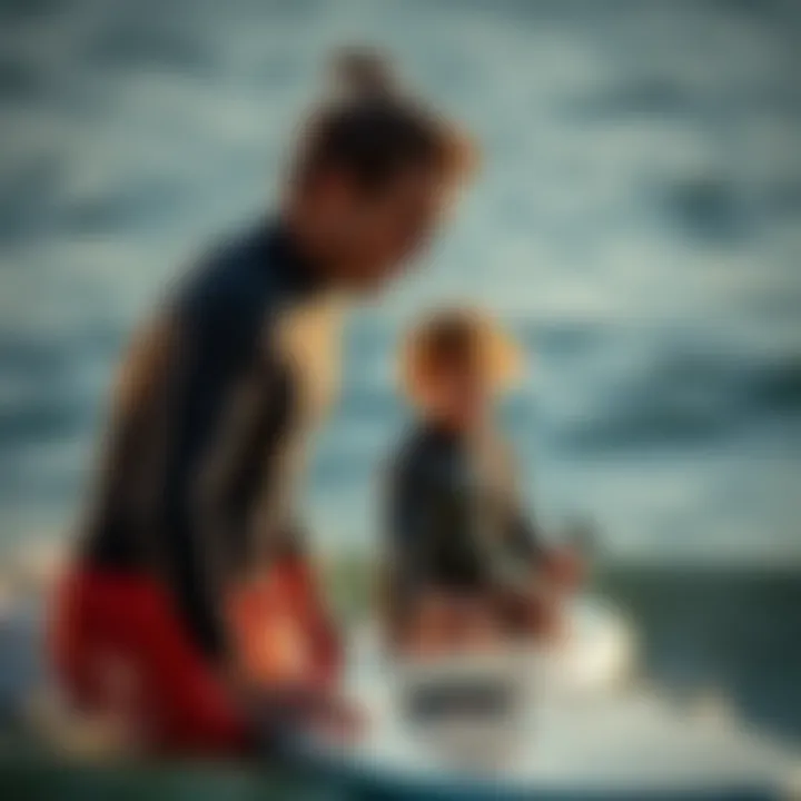 Expert Guidance at Sunrise Surf Academy Surf instructor guiding a student