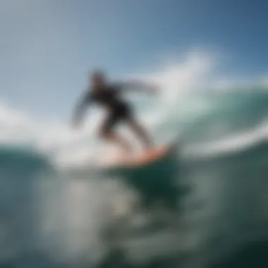 A surfer riding a wave with the appropriate board size