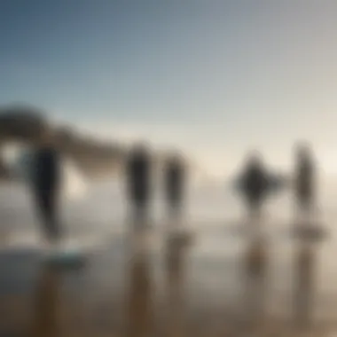 Group of surfers discussing techniques