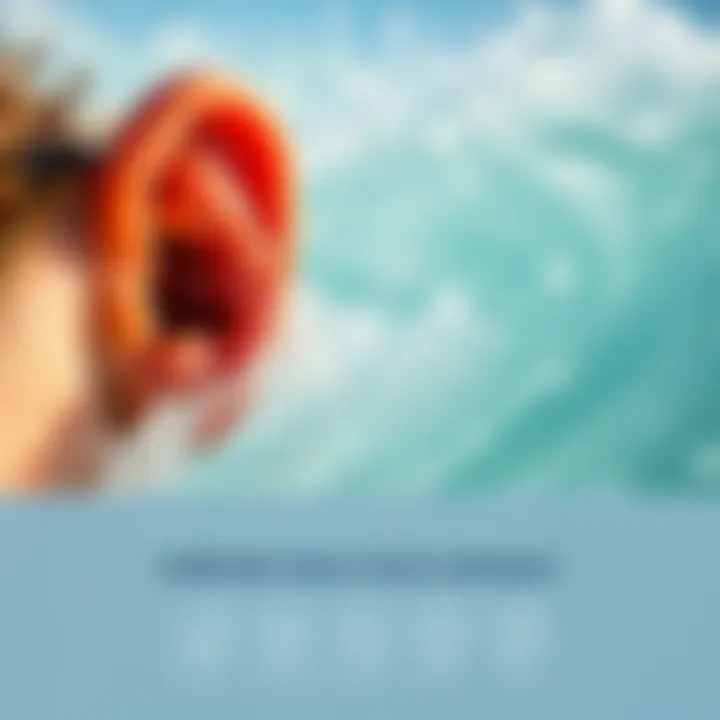 Impact of cold water on ear health for surfers Illustration depicting cold water exposure during surfing