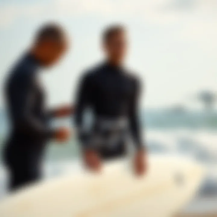 Accurate Body Measurement for Wetsuit Surfer measuring their body for wetsuit fit