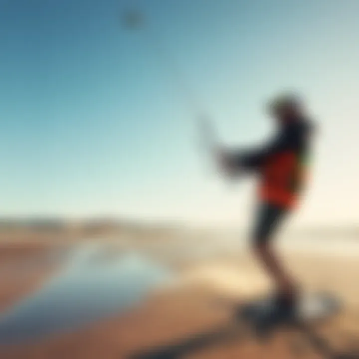 Mastering Control: Techniques for Trainer Kites An experienced kite flyer demonstrating control techniques on the beach
