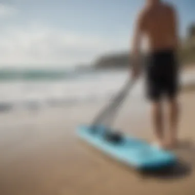 Maintenance of a boogie board wrist leash in a beach setting