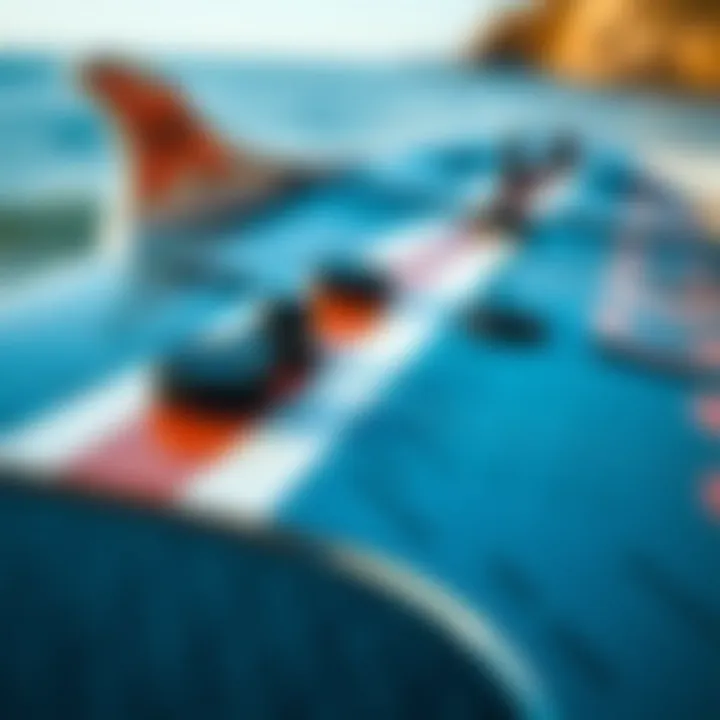 Close-up of electric surfboard features and controls