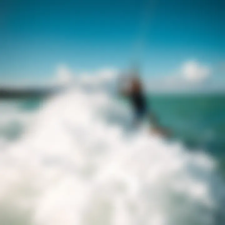 Thrilling Kite Surfing Experience Scenic view of a kite surfer riding the waves