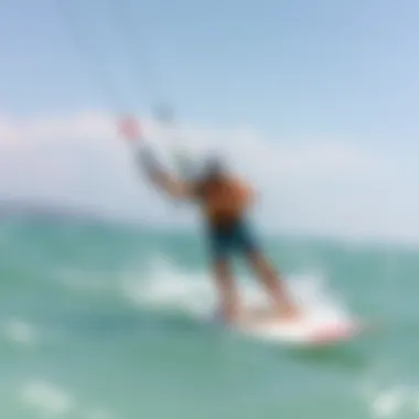 Kite Surfing Instruction A kite surfing lesson in action with an instructor