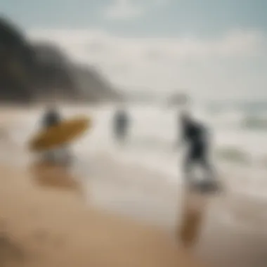 Group of enthusiasts enjoying land surfing