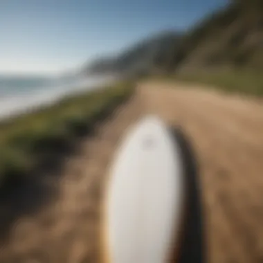 A land surfboard poised on a scenic trail