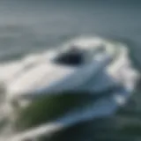 A close-up view of a sleek motor surfboard on water