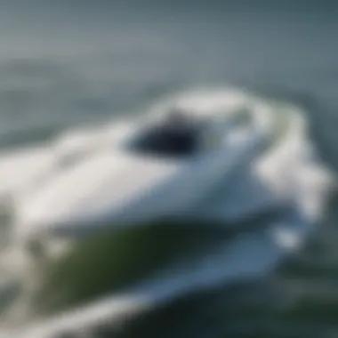 A close-up view of a sleek motor surfboard on water