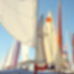 A variety of sail types displayed on a sunny day.