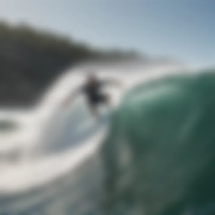 A wake surfer skillfully riding the wave behind a boat