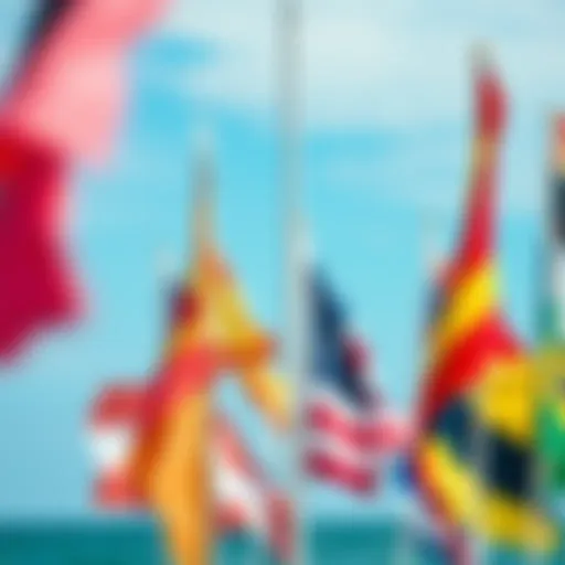 Diverse Wind Flags and Their Functions Colorful wind flags signaling different conditions on the water