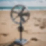 Anemometer measuring wind speed on a beach