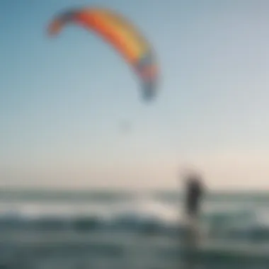 Kite surfer checking wind speed conditions