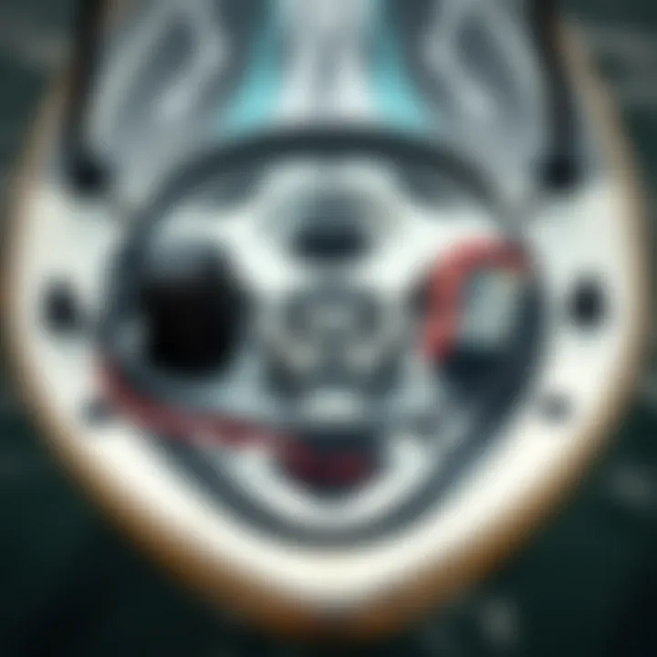 Inside View of Electric Foil Board Close-up of the electric motor and battery components on a foil board