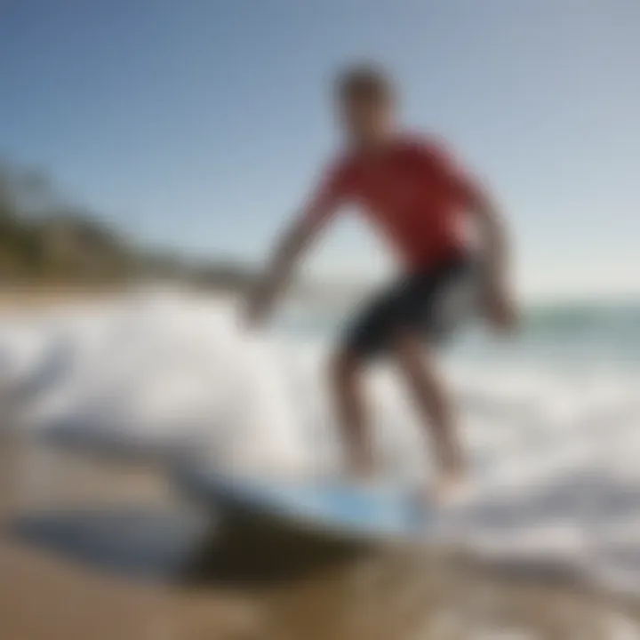 User enjoying a battery-operated surfboard at the beach