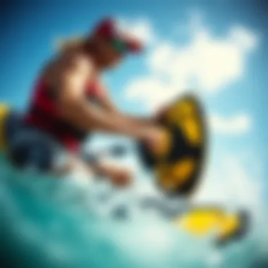 User enjoying watersports with traction pad