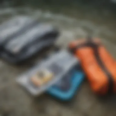 Different materials used in waterproof pouches displayed together