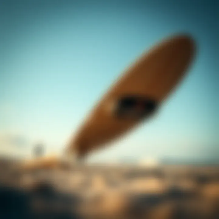 Innovative Structure and Materials of the Wave Bandit Side profile of the Wave Bandit surfboard displaying its unique structure and materials