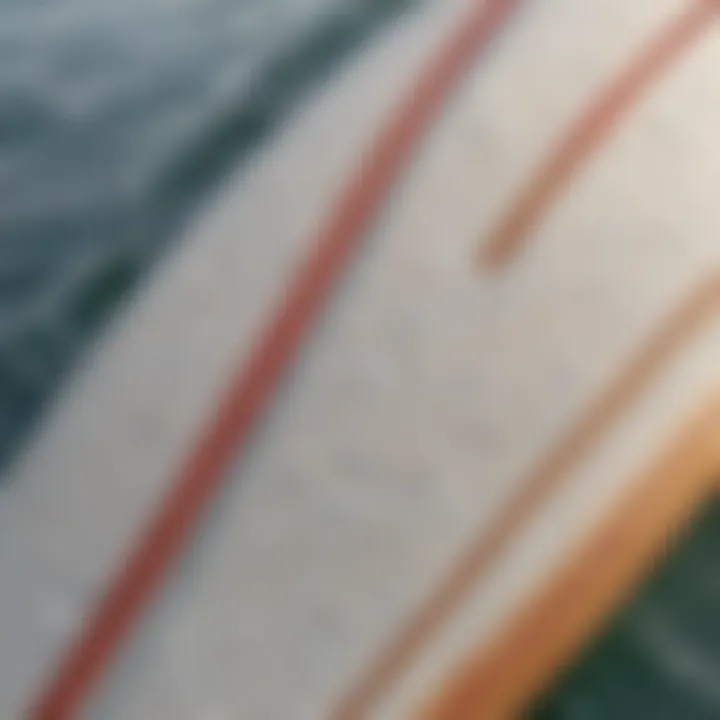 Close-up of the materials used in Wavestorm surfboards, highlighting their construction.