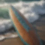 A detailed view of the Wavestorm surfboard showcasing its unique design elements.