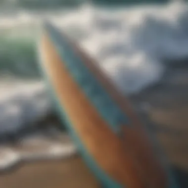 A detailed view of the Wavestorm surfboard showcasing its unique design elements.