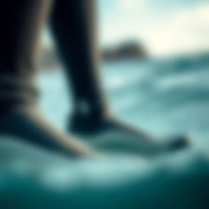 Flexible Material of Wetsuit Shoes Close-up of wetsuit shoe material showcasing flexibility