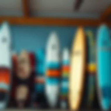 Variety of windsurf boards displayed