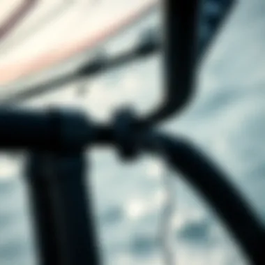 Close-up of windsurf boom attachment