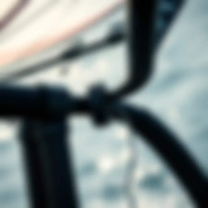 Close-up of windsurf boom attachment