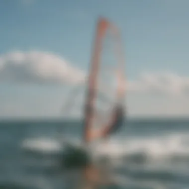 Beginner windsurfer enjoying the sea