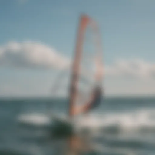 Beginner windsurfer enjoying the sea