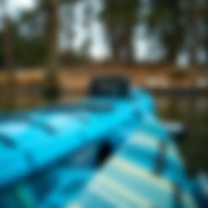Innovative Kayak Design in the Yeti Reef Blue Collection Close-up of Yeti Reef Blue kayak showcasing innovative design