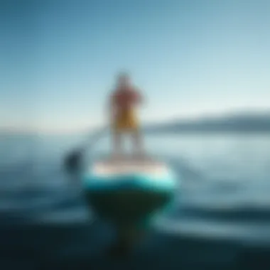 Paddleboard Experience on Calm Waters Yeti Reef Blue paddleboard on serene waters