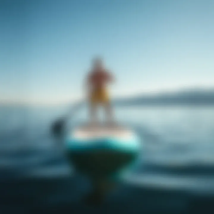 Paddleboard Experience on Calm Waters Yeti Reef Blue paddleboard on serene waters