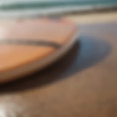 Close-up view of a Zap skim board showcasing its unique construction materials